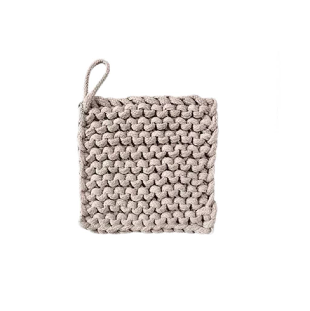 Cotton Crocheted Pot Holder: Khaki Small