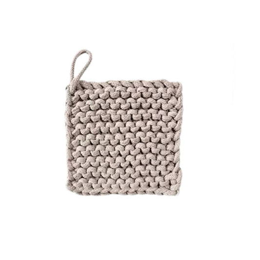 Cotton Crocheted Pot Holder: Khaki Small