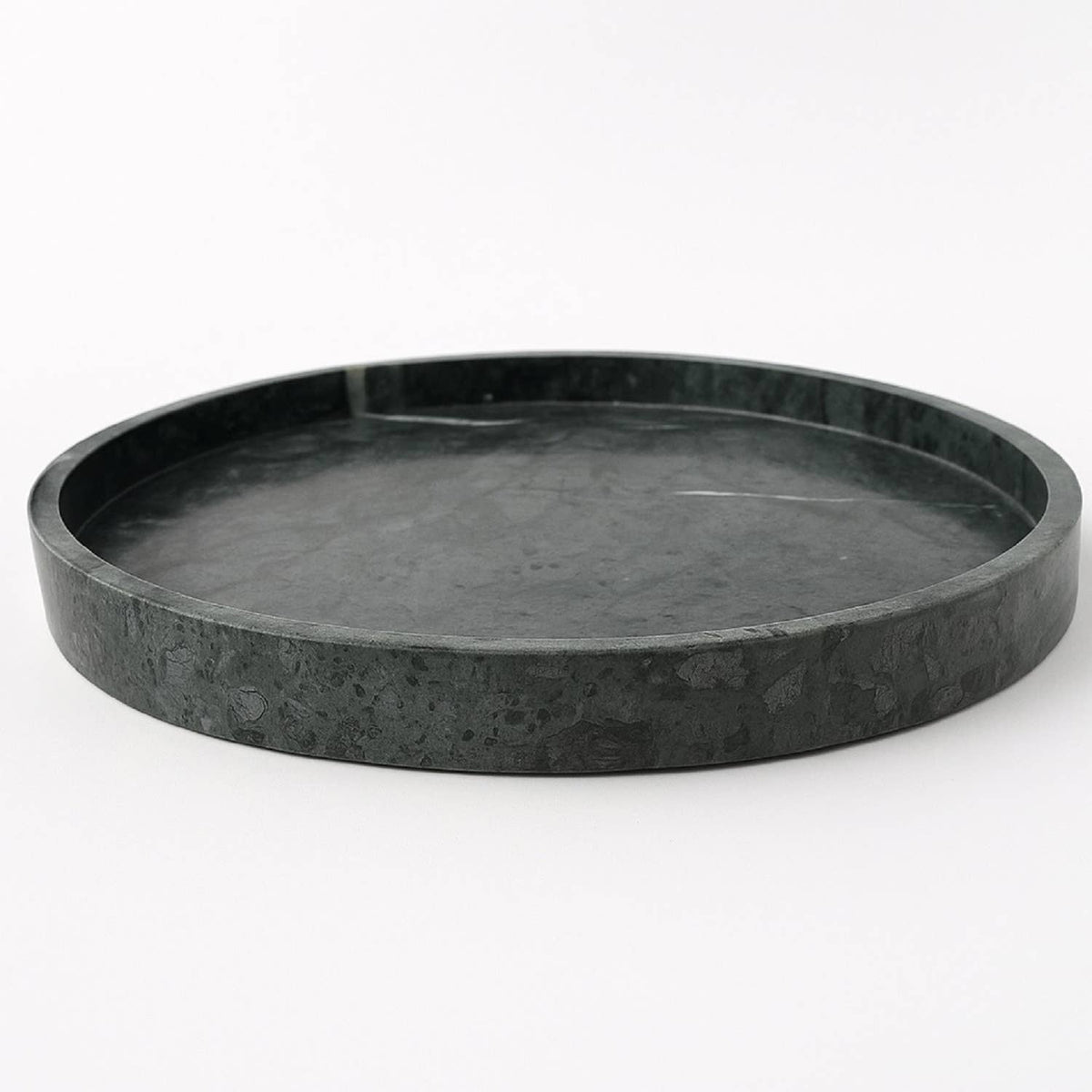 Green Round Large Tray: Green / MARBLE