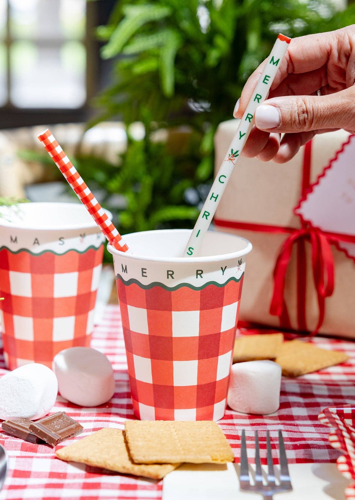 CCH1316 - Gingham Merry Christmas Straws