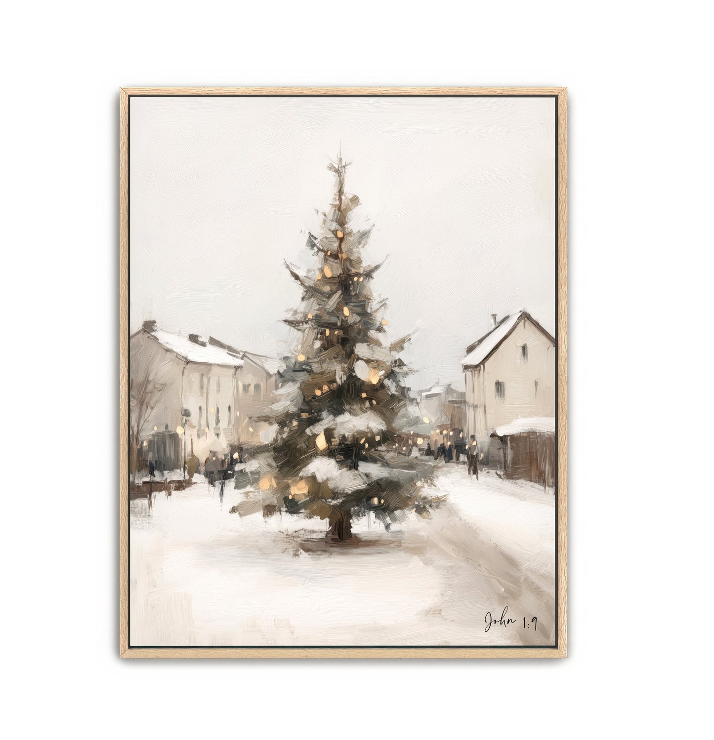 Village Tree Framed 26x38 Canvas