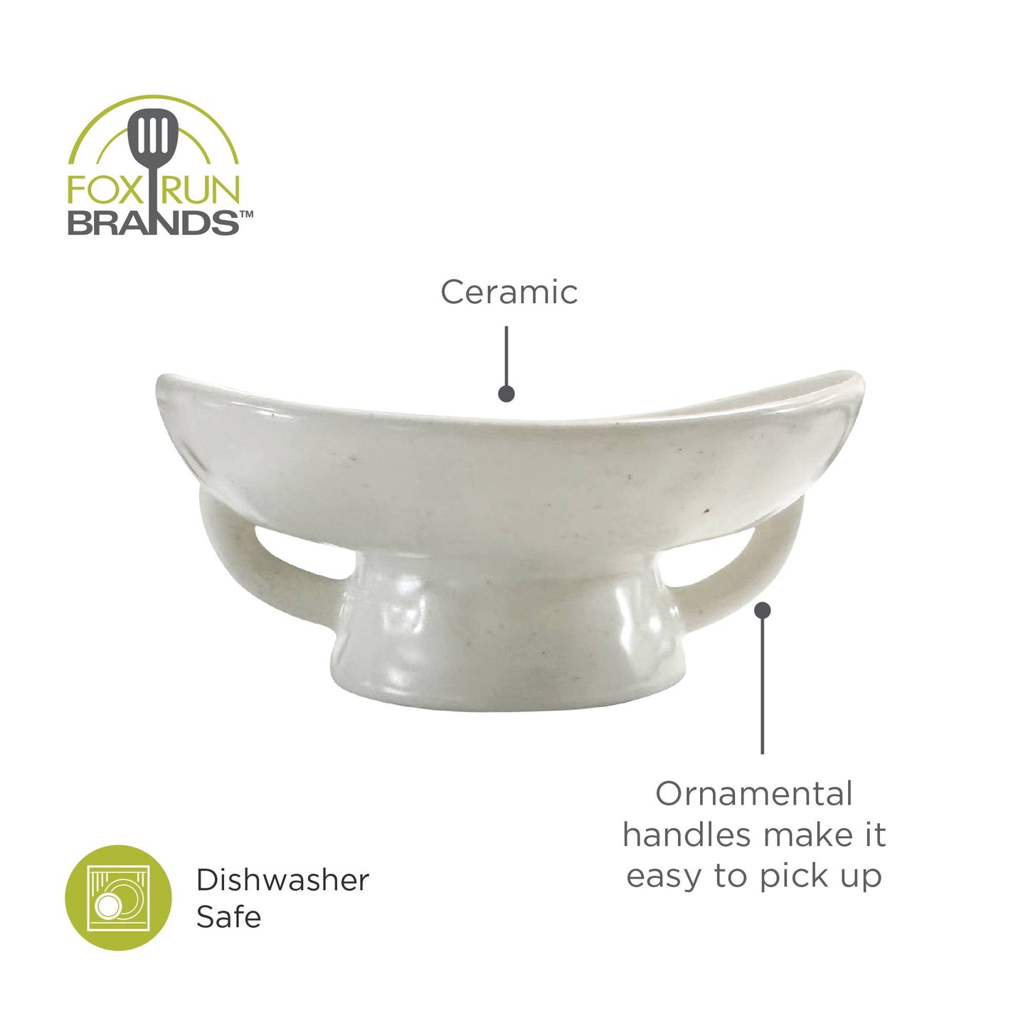 White Ceramic Fruit Bowl, 3.5" x 8" x 9"