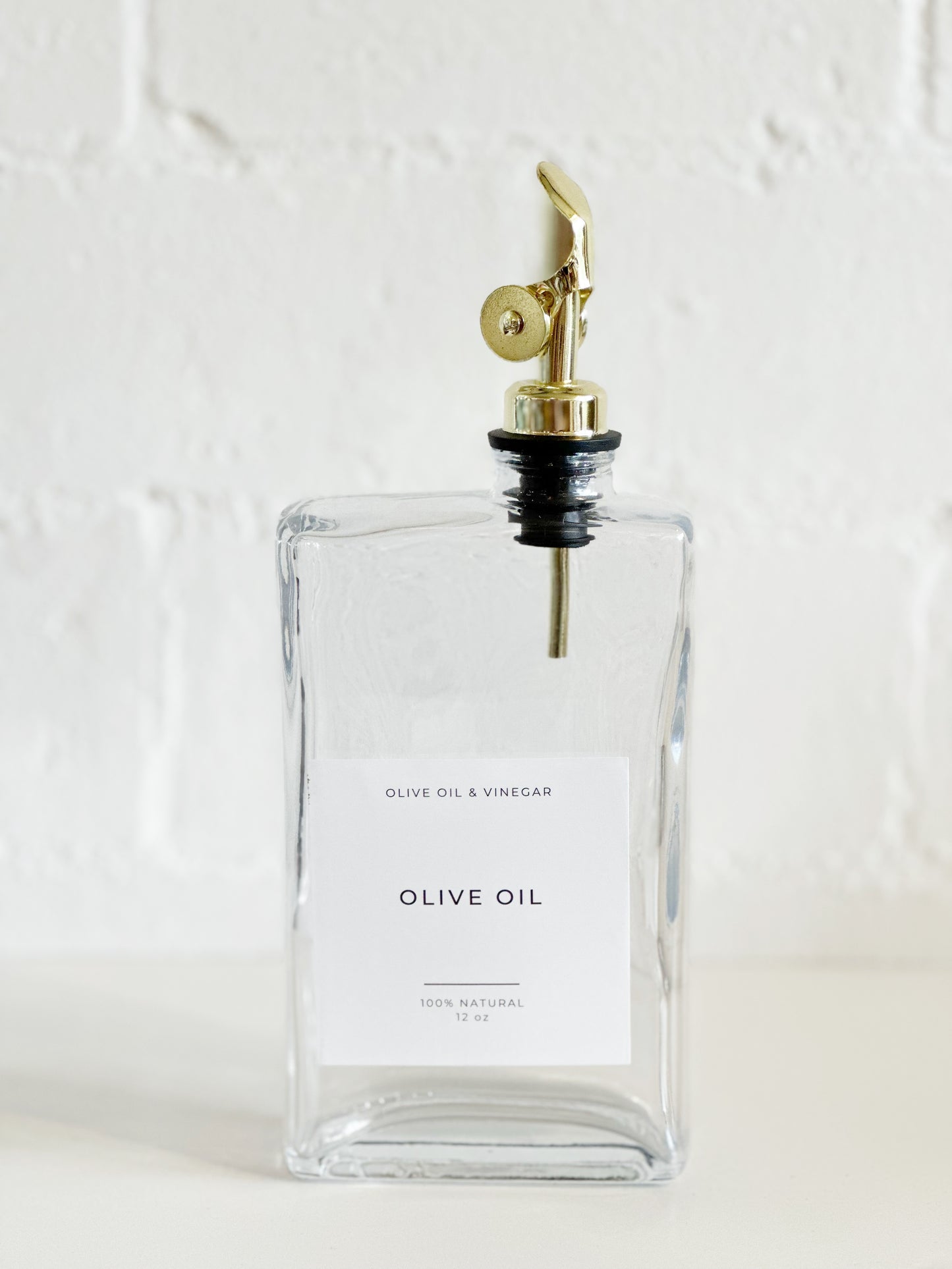 Olive Oil Rectangle Glass Dispenser Bottle