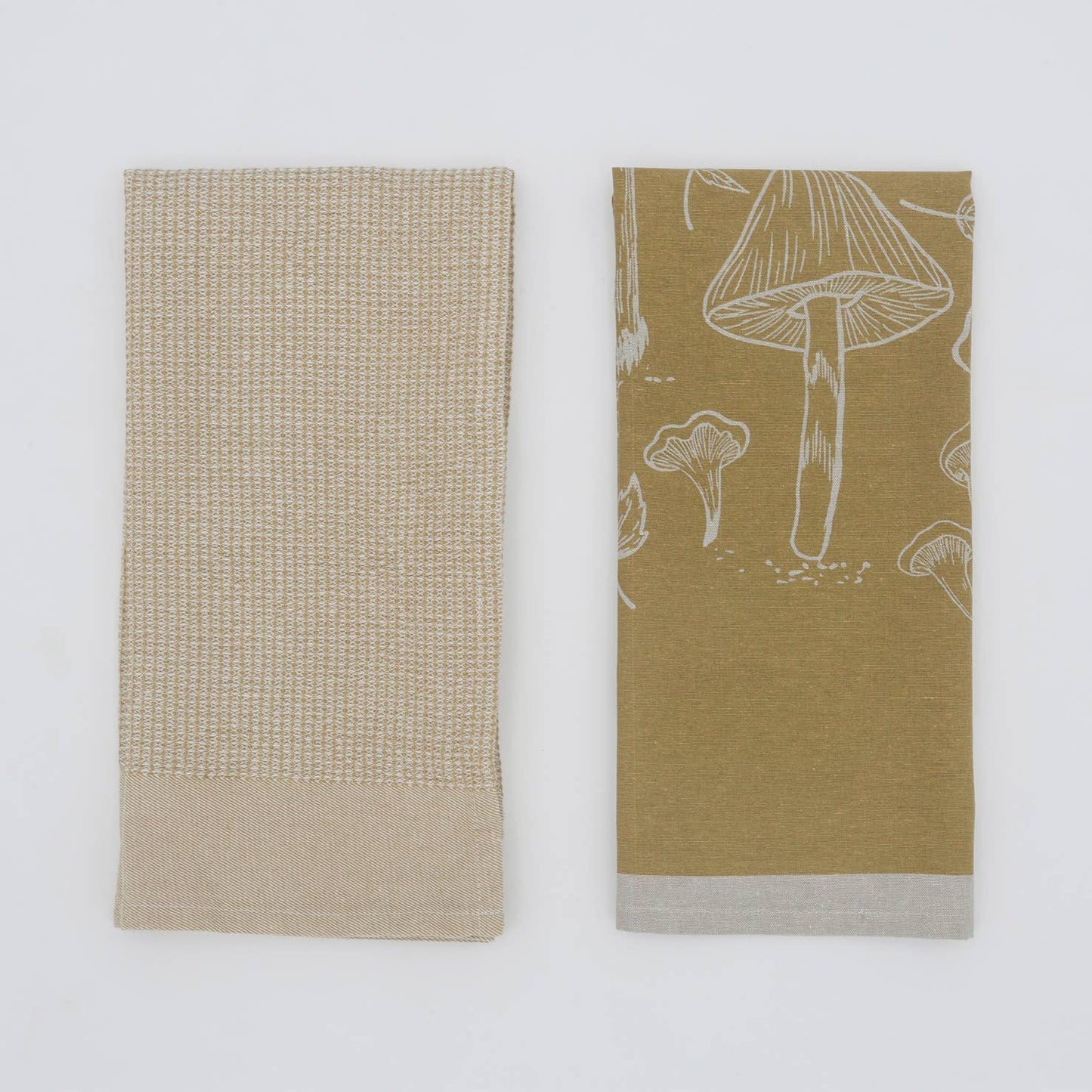 Tea Towel - Mushroom Waffle - Yellow Set of 2