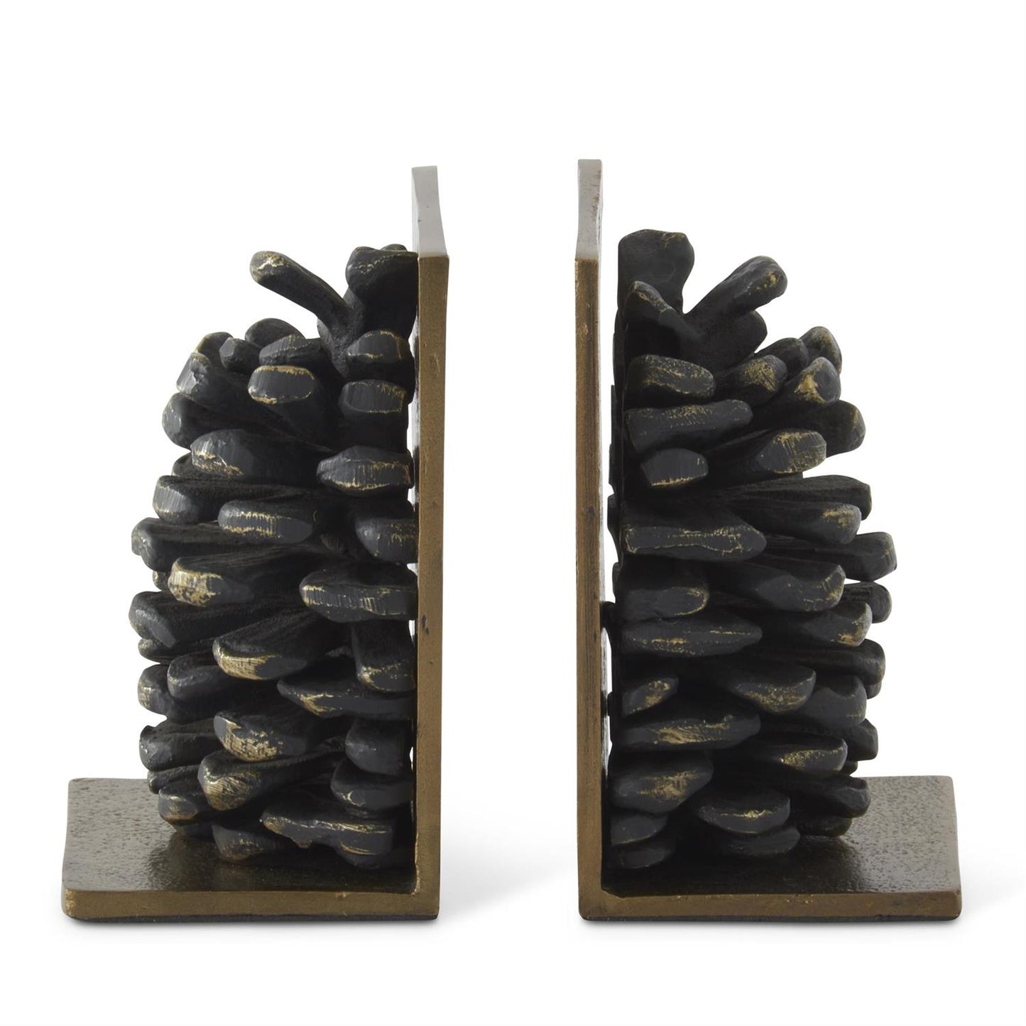 BLACK & GOLD PINECONE BOOKENDS