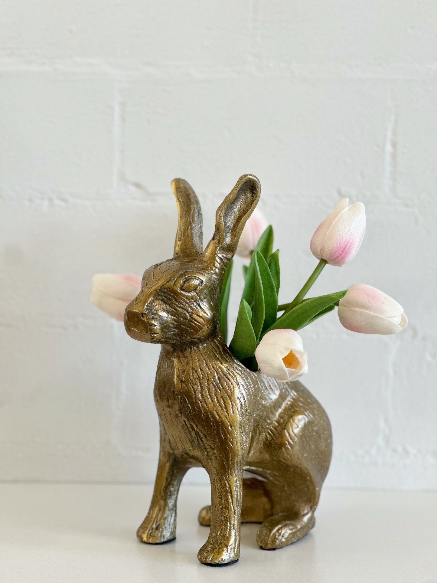 Gold Rabbit Hare Metal Vase