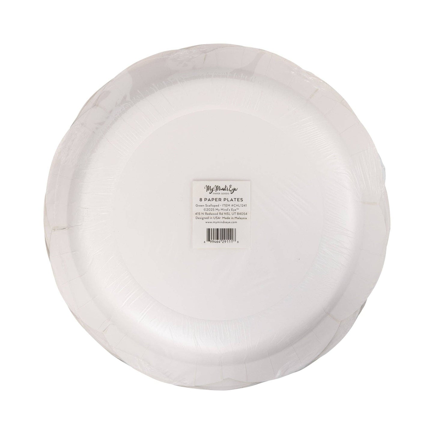 Green Scalloped Cream Lines Plate