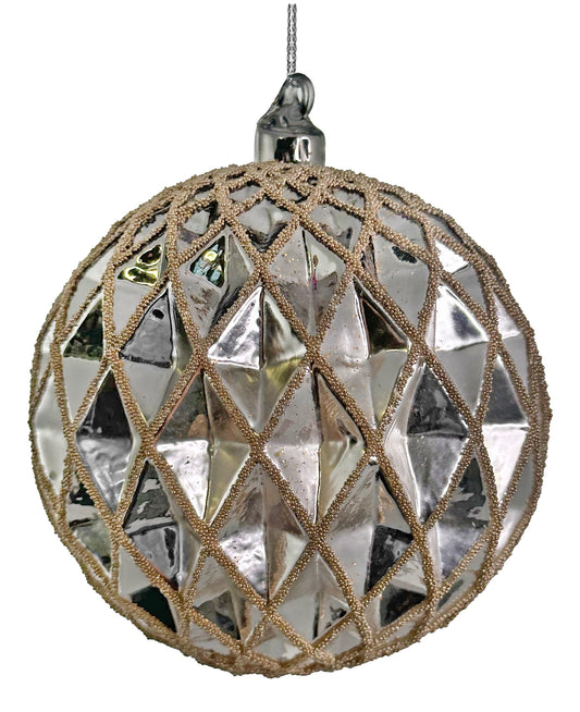 Glass ball rhombus gold beaded