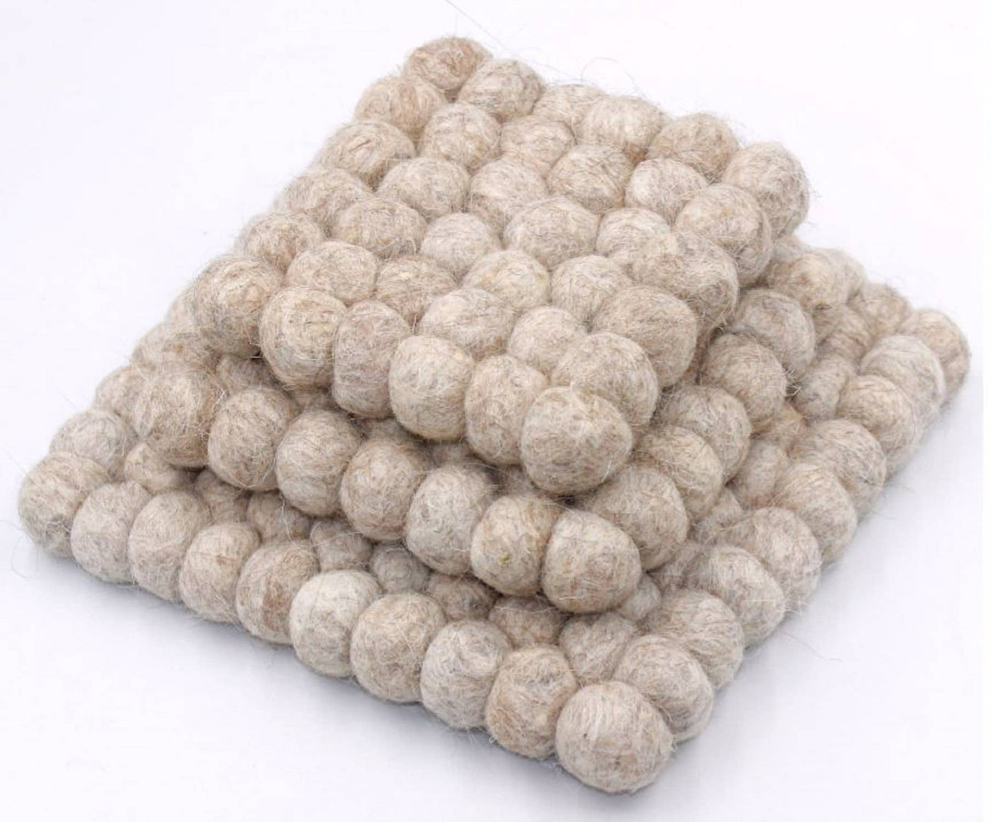 Wool Trivet Set of 3 Natural Beige