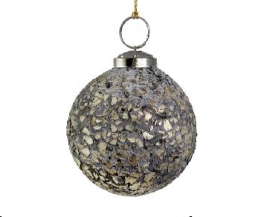 Small Mosaic Silver Oxidized Ball Ornament