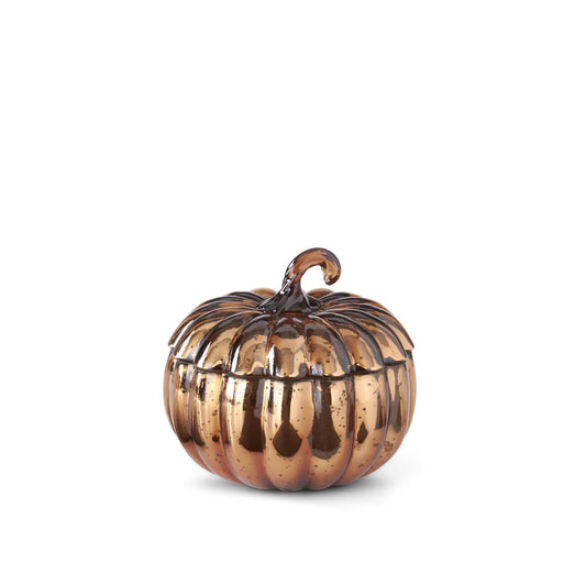 BROWN MERCURY GLASS PUMPKIN CANDLE