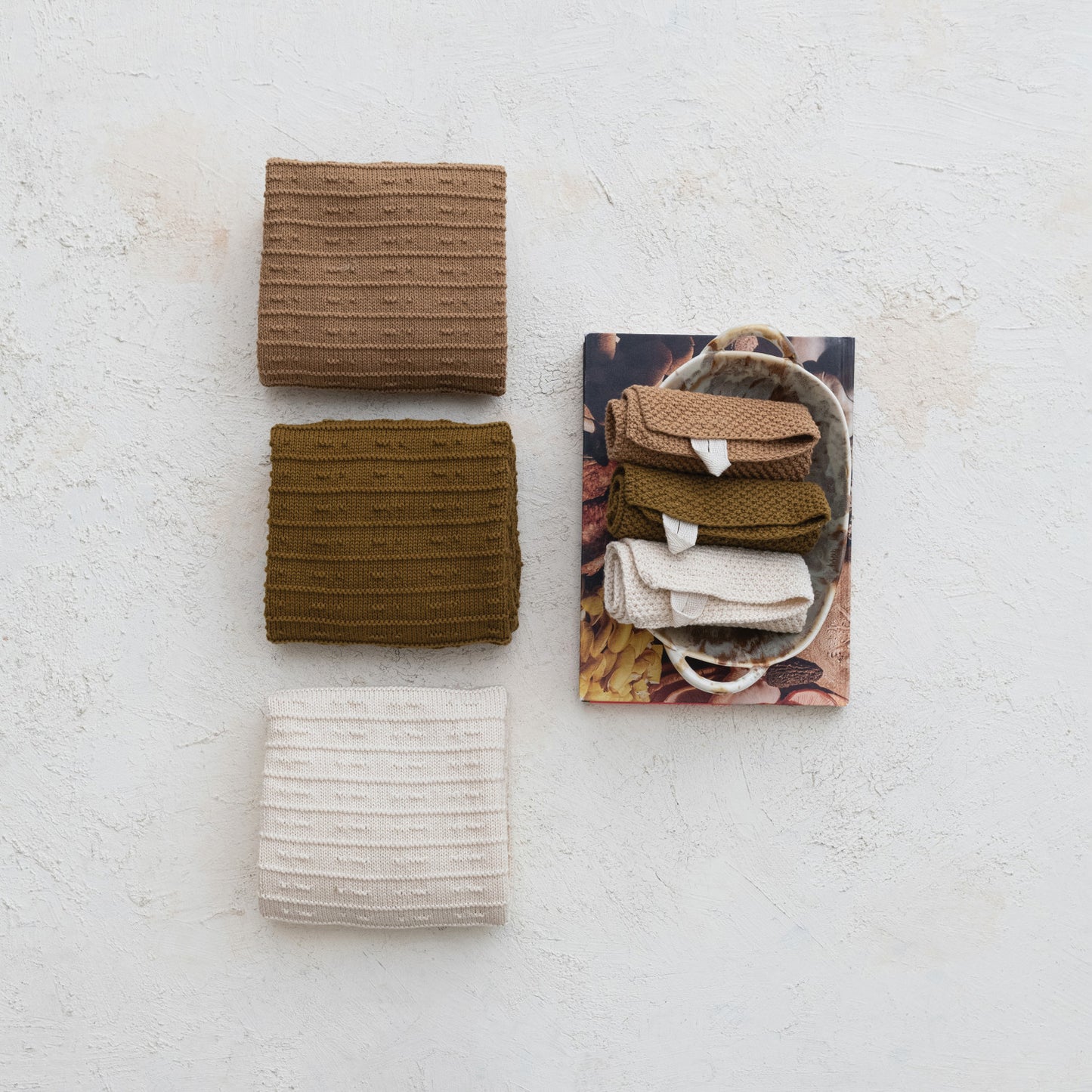 Cotton Knit Dish Cloths, Set of 3