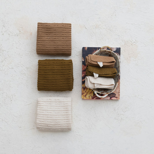 Cotton Knit Dish Cloths, Set of 3