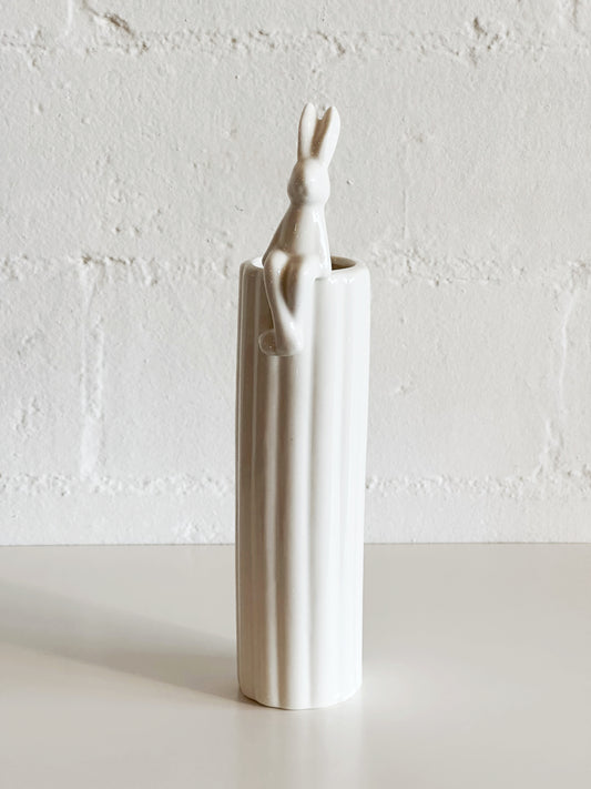 White Skinny Bunny Vase