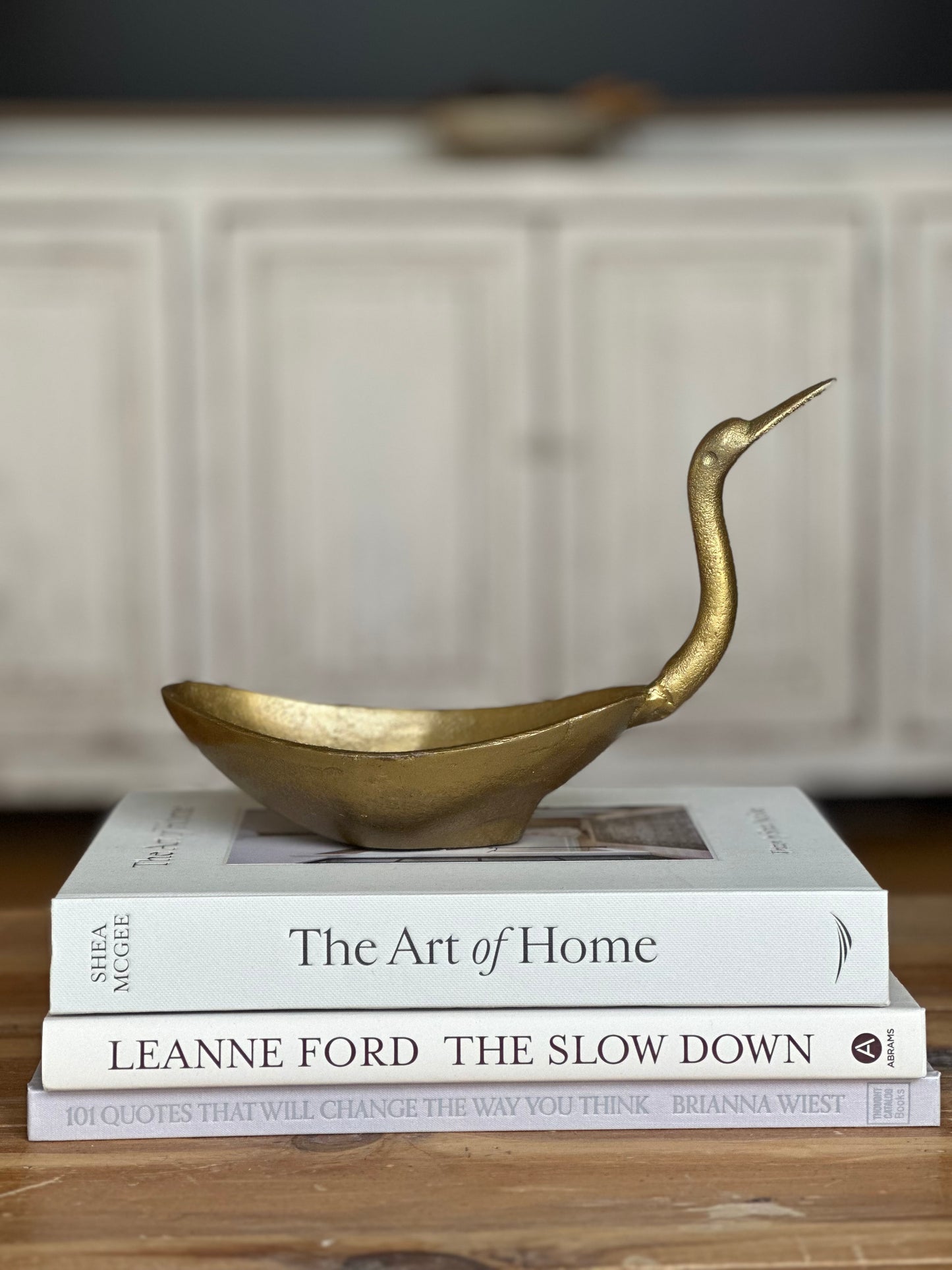 Cast Aluminum Bird Shaped Bowl, Antique Brass Finish