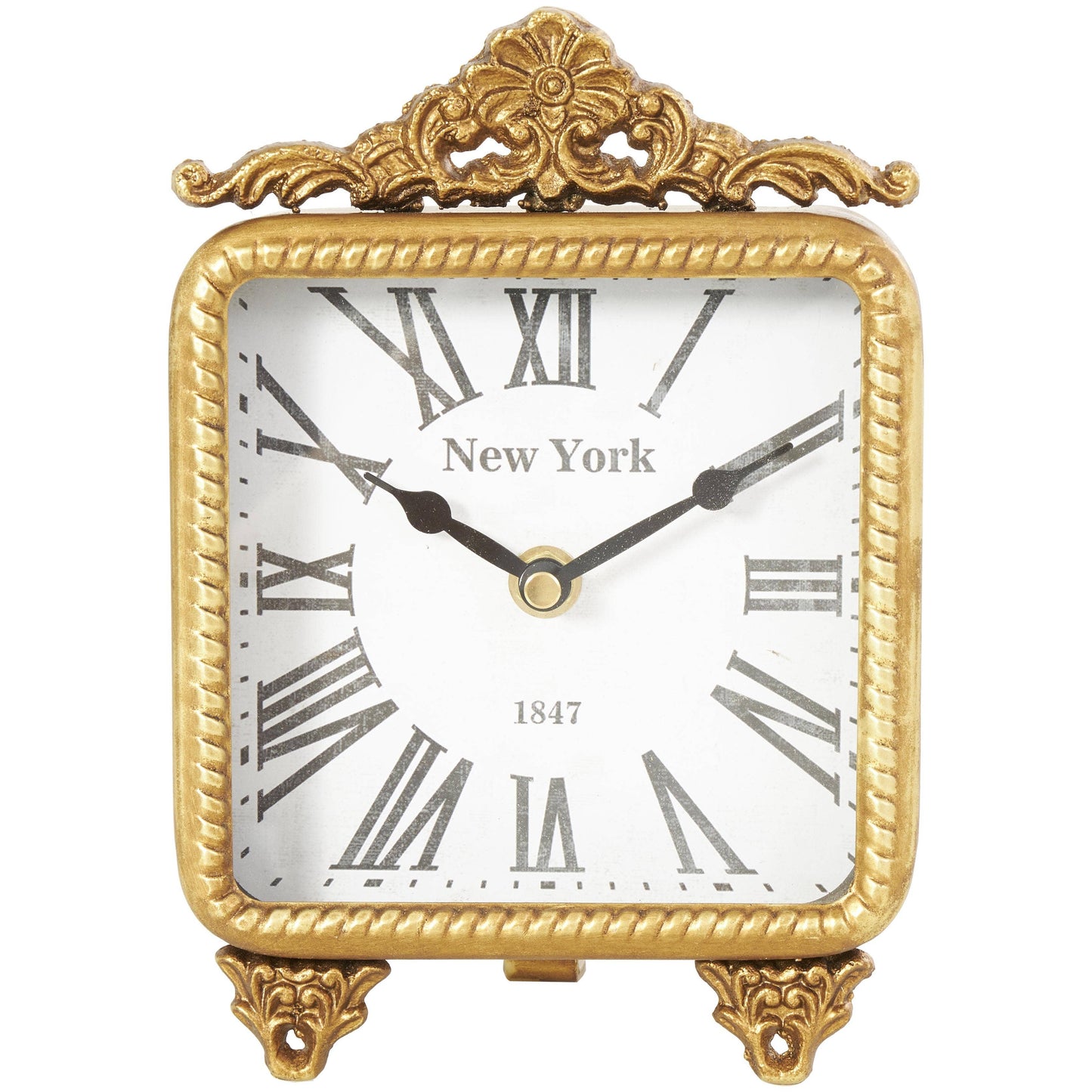 French Country Gold Metal Clock