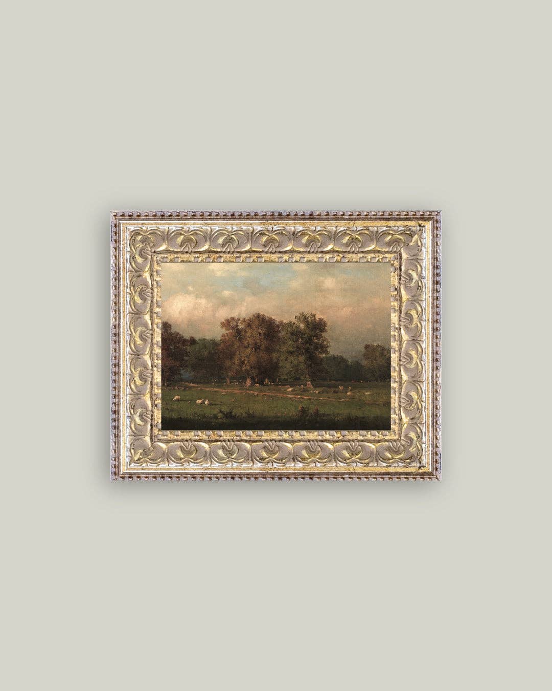 Sheep Farm Framed Antique Art: 16x12