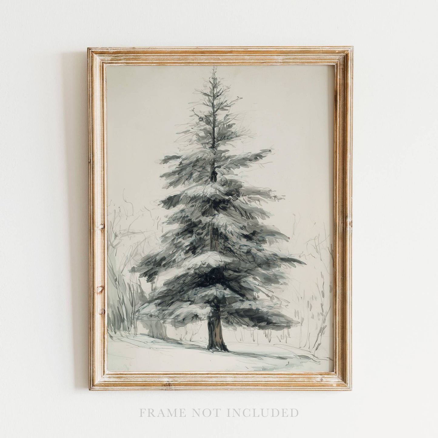 Winter Pine Tree Wall Art Print Holiday Christmas Decor : 8x10