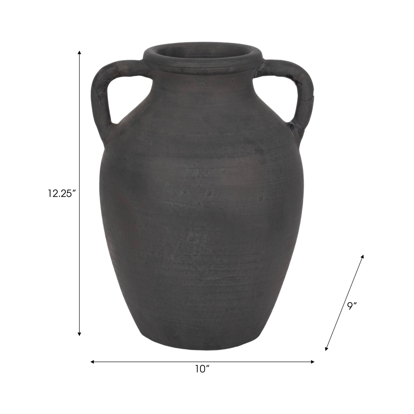 Ceramic Double Handles Decorative Vase - Black