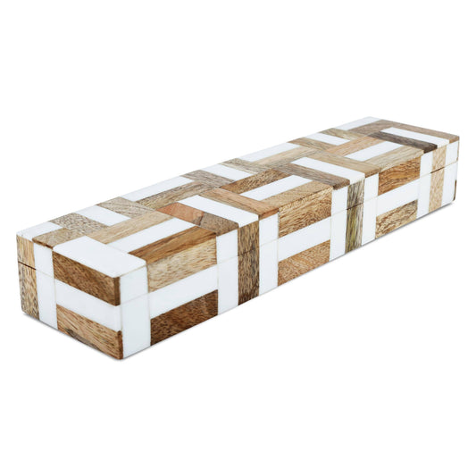 Marquet Chase Wood & Resin Inlay Decorative Storage Box: 10x2.5x1.5