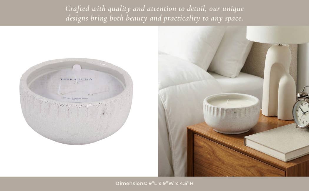 Candle - Lemon Ginger Scented White Ceramic Wax, 35 Oz