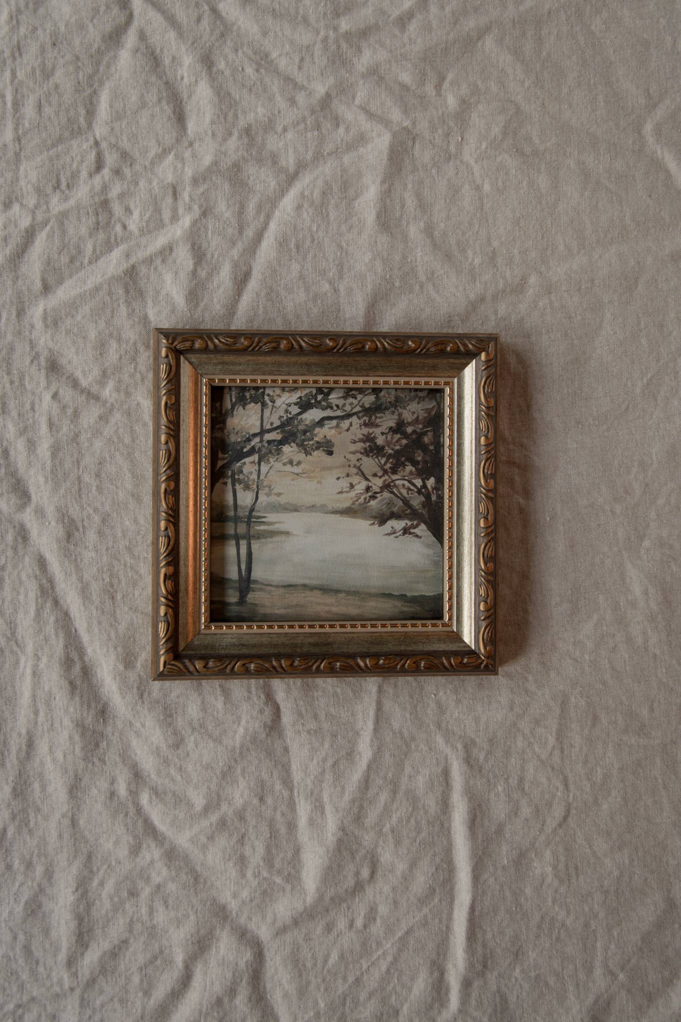 Antique Style Framed Art Print-Landscape-"The Lake House"
