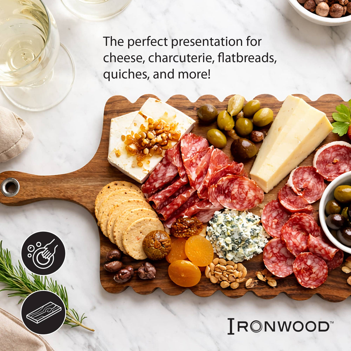 Ironwood Gourmet Acacia Scalloped Decorative Cutting Board