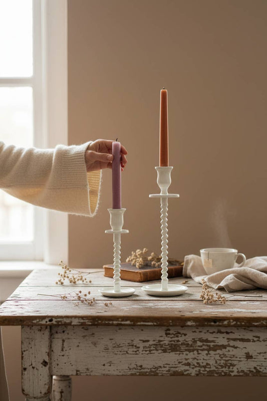 Corkscrew Taper Holder Off-White Large