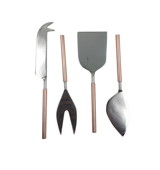 Set of 4 Cheese Set Silver and Copper: SILVER & COPPER / STAINLESS STEEL