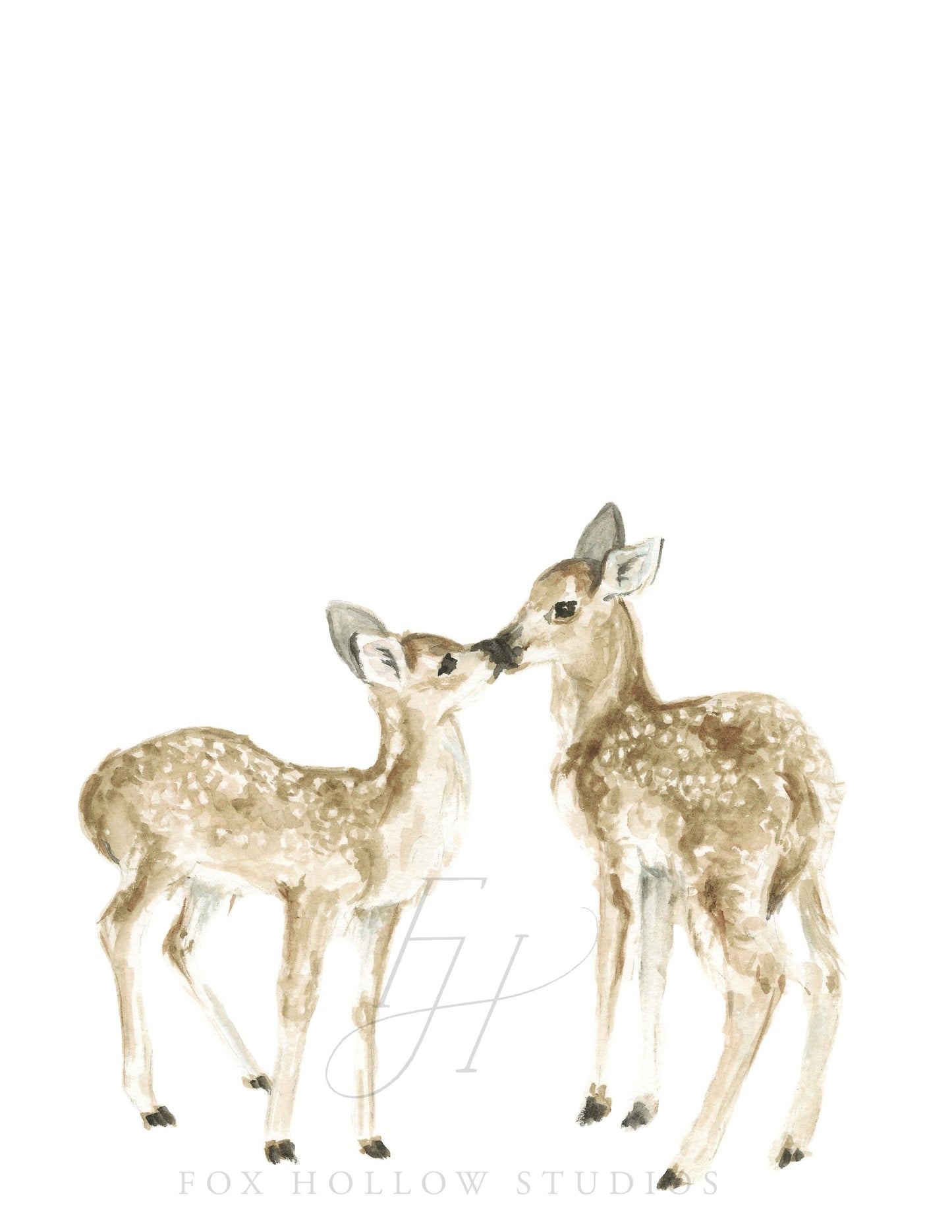 Kissing Deer Art Print: 5 x 7"