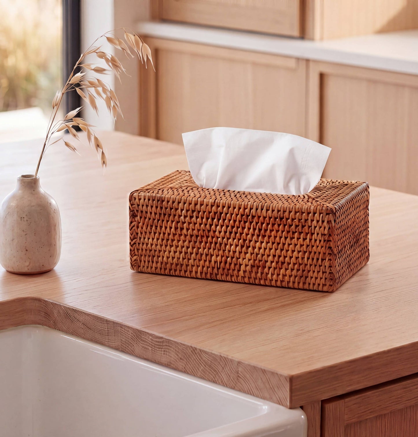 Rectangular  Tissue Box : Natural