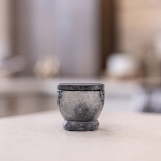 Black Marble Lidded Salt Cellar
