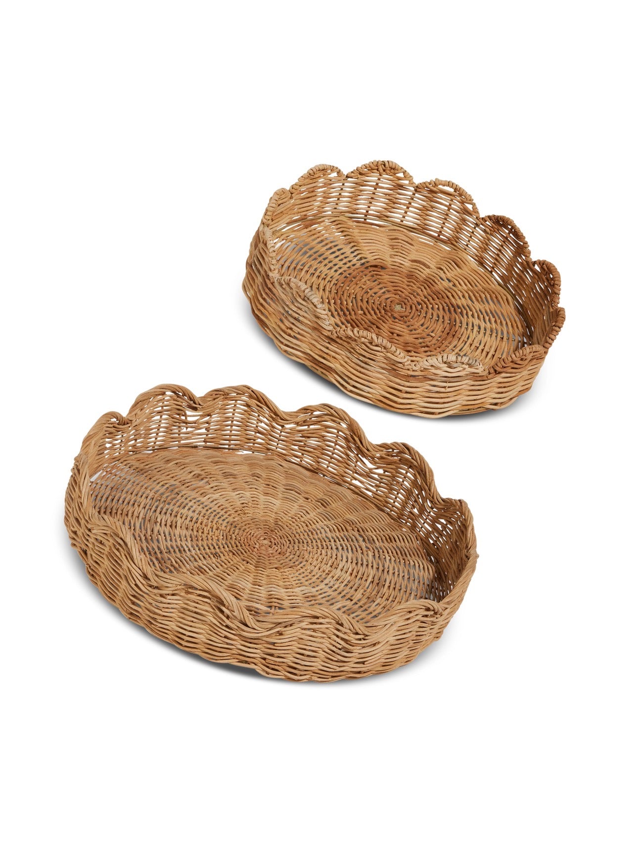 Wicker Scalloped Edge Trays