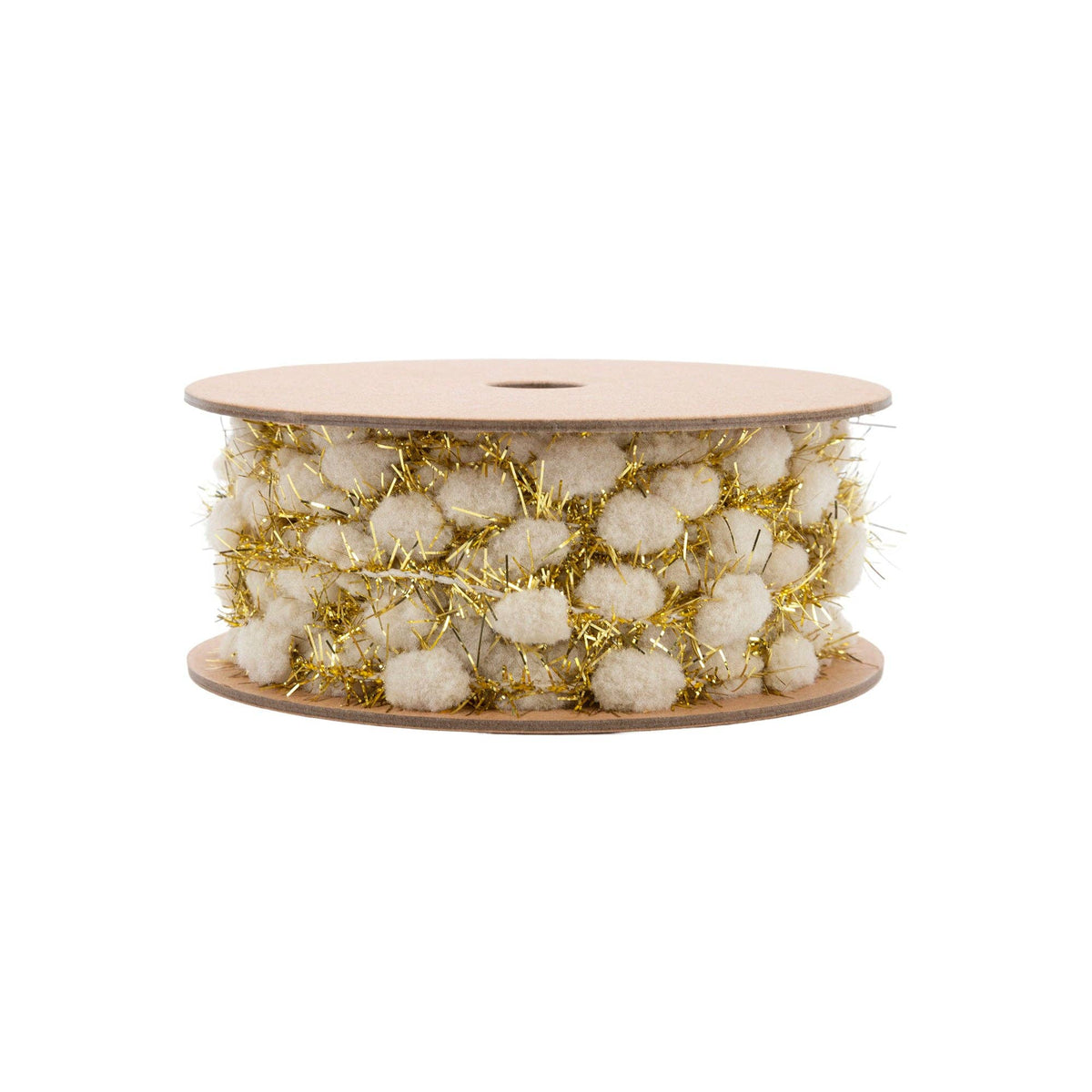 3/8" Tinsel Pom-Pom | Ivory | 10 Yard Roll