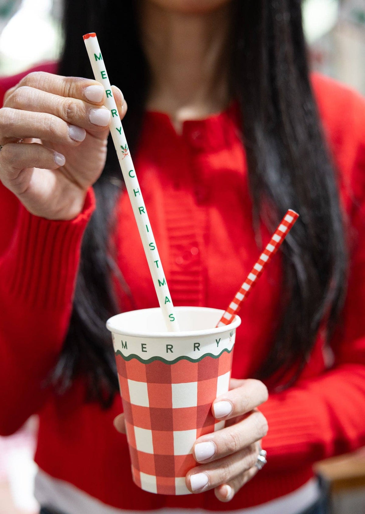 CCH1316 - Gingham Merry Christmas Straws