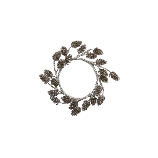 Pewter Glitter Pinecone Wreath