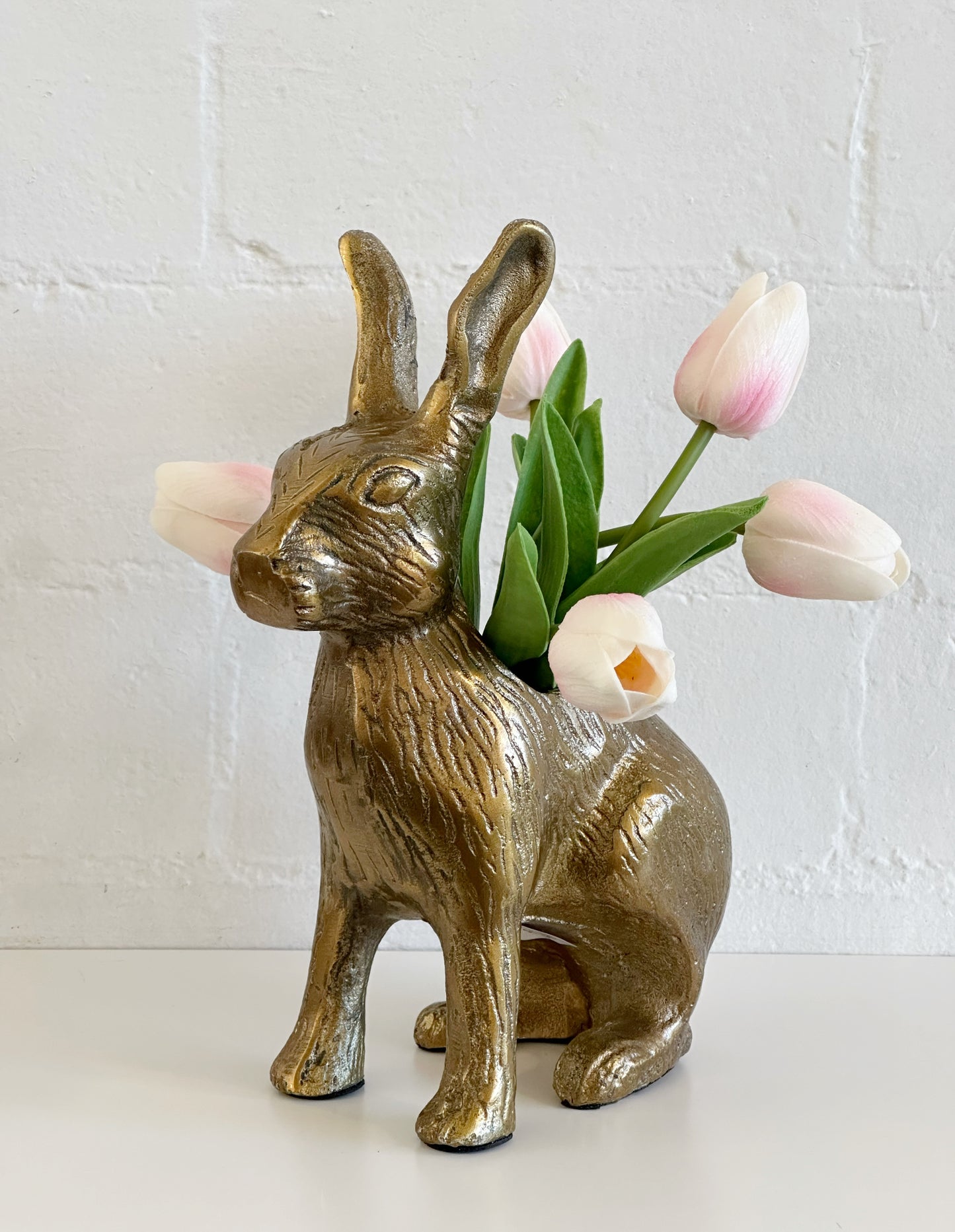 Gold Rabbit Hare Metal Vase