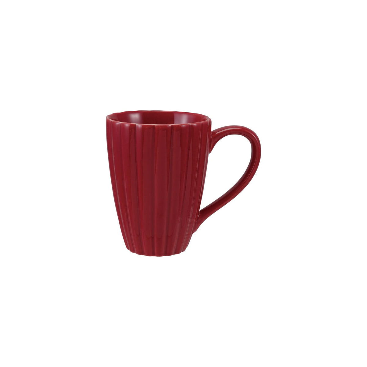 Stoneware Ribbed Mug, Red (Each One Will Vary)