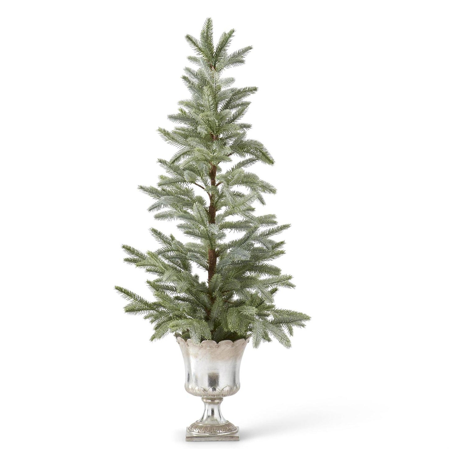 Glittered Pine in Silver Urn