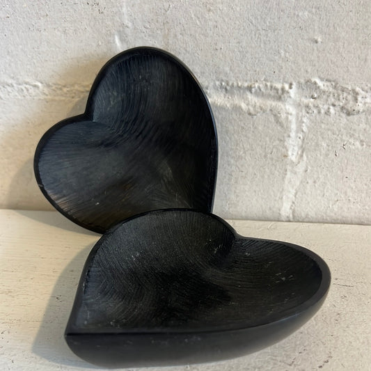 Black soapstone heart bowl