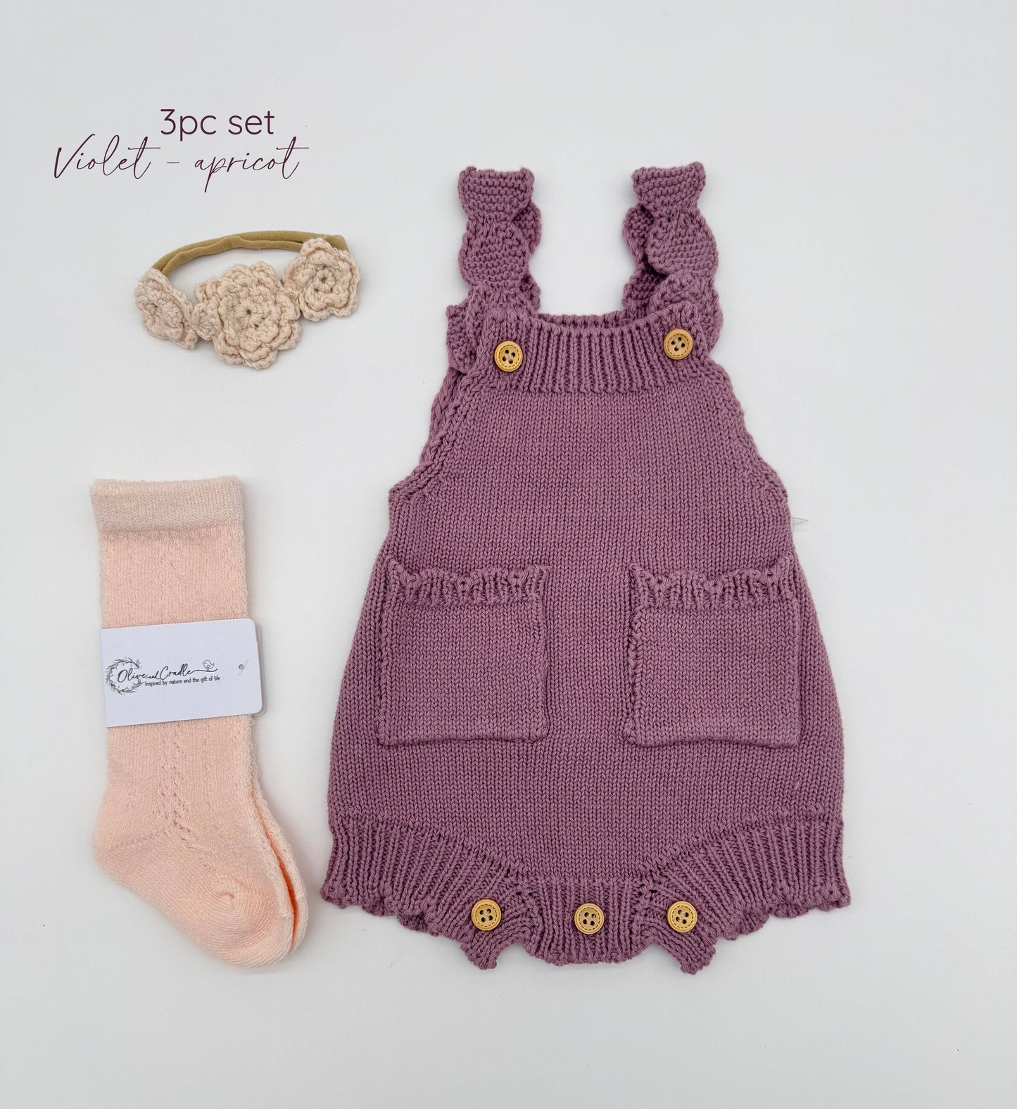 Easter Romper 3pc set | Violet Apricot: 0-3m