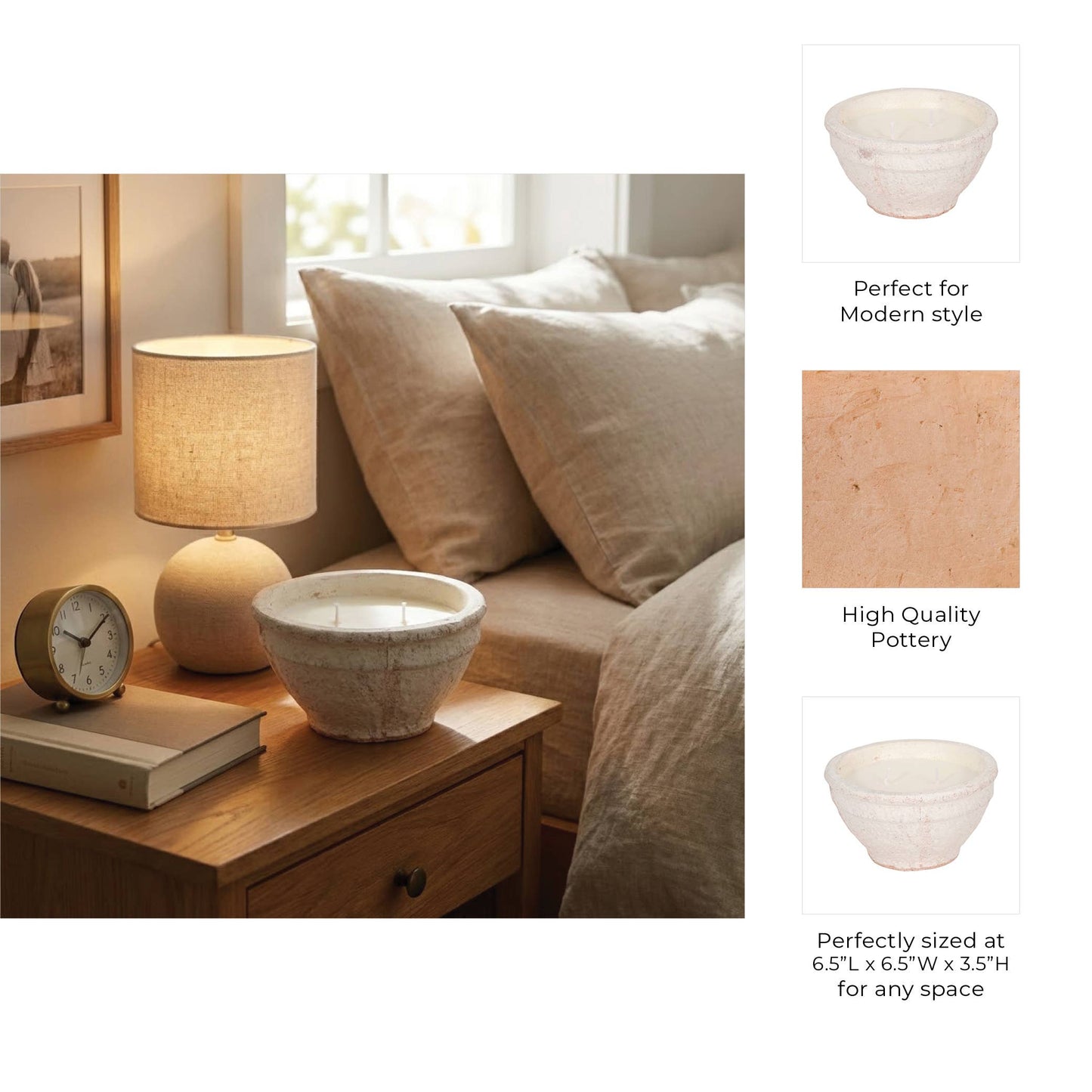 Ceramic Sea Salt and Lemon Bowl Candle - White, 14 Oz