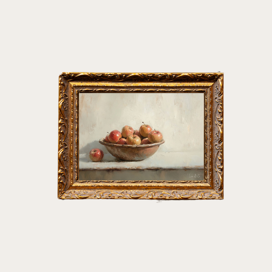 Vintage Pomme | French Brass Gold Mould Framed Art: 5 x 7
