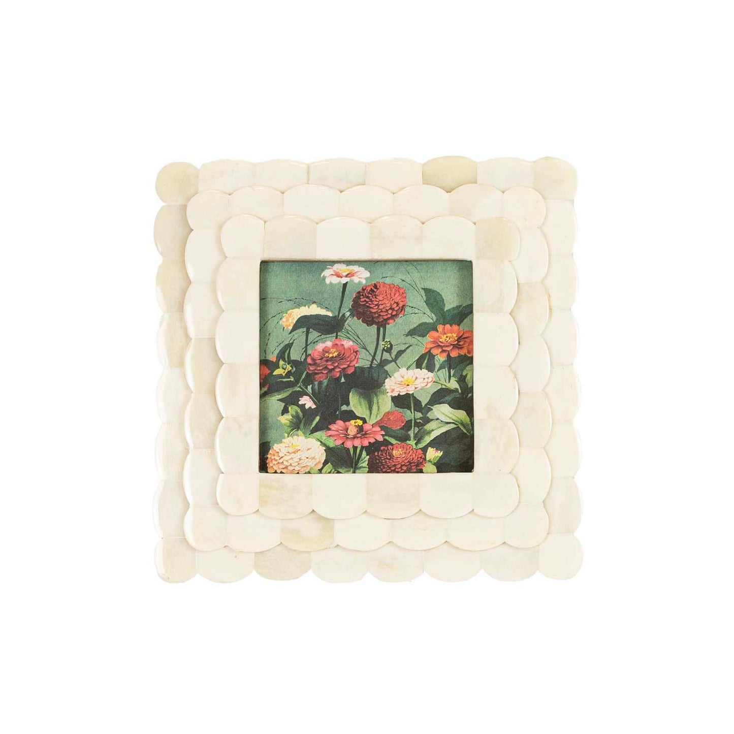 Emery 4x4 Photo Scallop Picture Frame White Bone