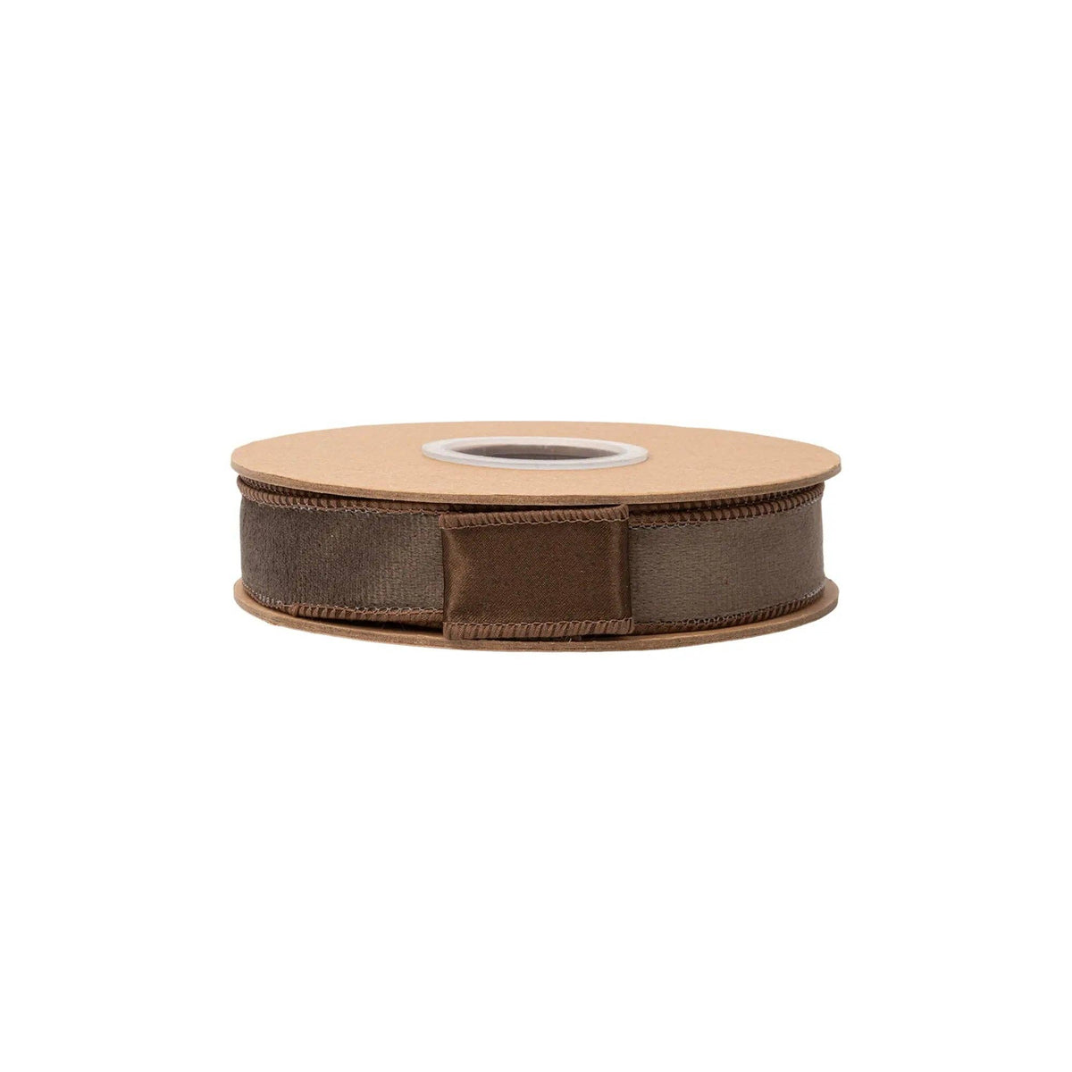 1" Reversible Classic Velvet Wired Ribbon | Brown w/ Brown Shimmer Backing | 10 Yard Roll