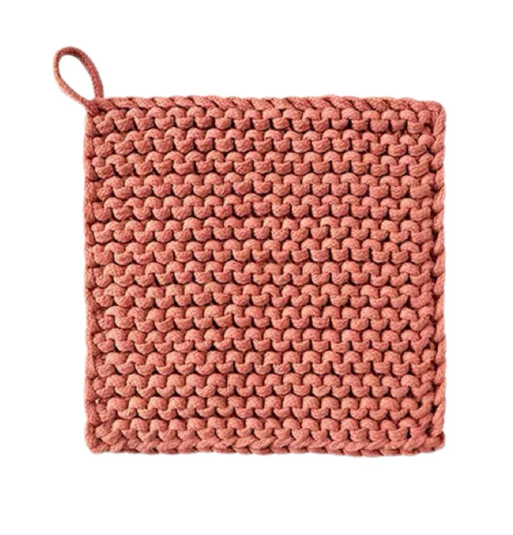 Cotton Crocheted Pot Holder: Khaki Small
