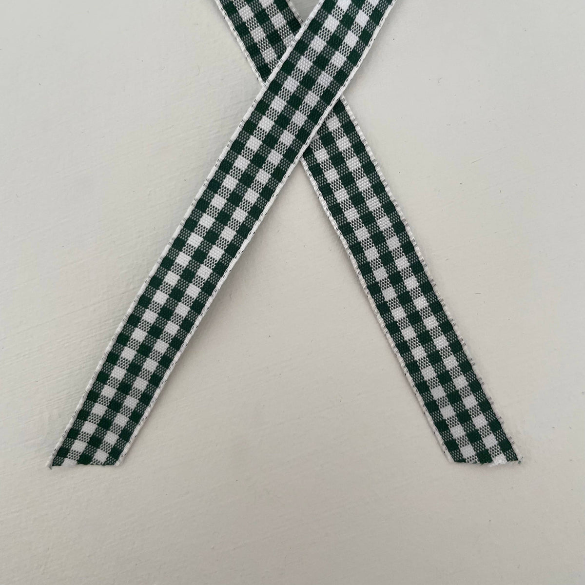 1 1/4" brass sleigh bell ornament gingham ribbon: Forest Green/Wht