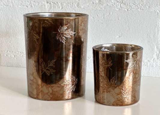 Glass Leaf Candle Holders