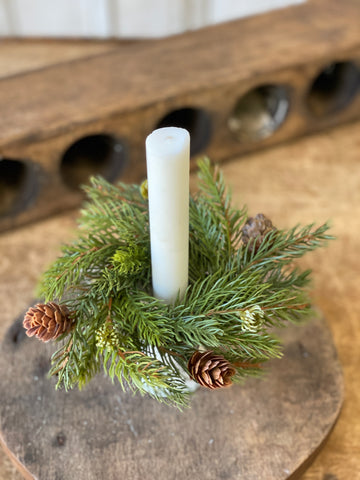 White Spruce Candle Ring/Wreath 7"