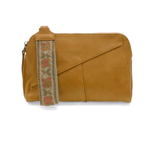 Mustard Gigi Crossbody with Woven Wristlet Strap